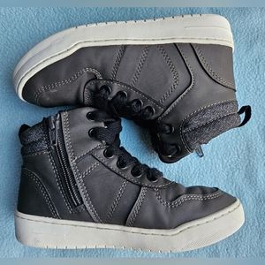 Cat & Jack “Brice” Zip-Up High-Top Sneakers / Shoes Little Kid Size 13, Grey